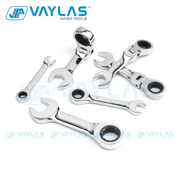 1pc 6-19mm Mini clé à cliquet outil clé Ultra-courte fixe clé à cliquet à tête flexible clé combinée toupie 72T CR-V acier 1