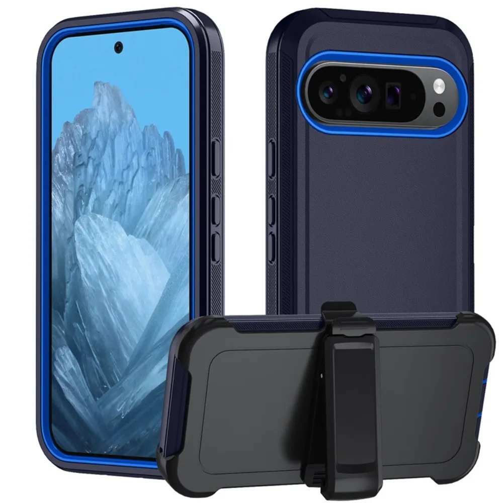 Durable Shockproof Rugged Armor Phone Case with Belt Clip and 3-Layer Hybrid Protection