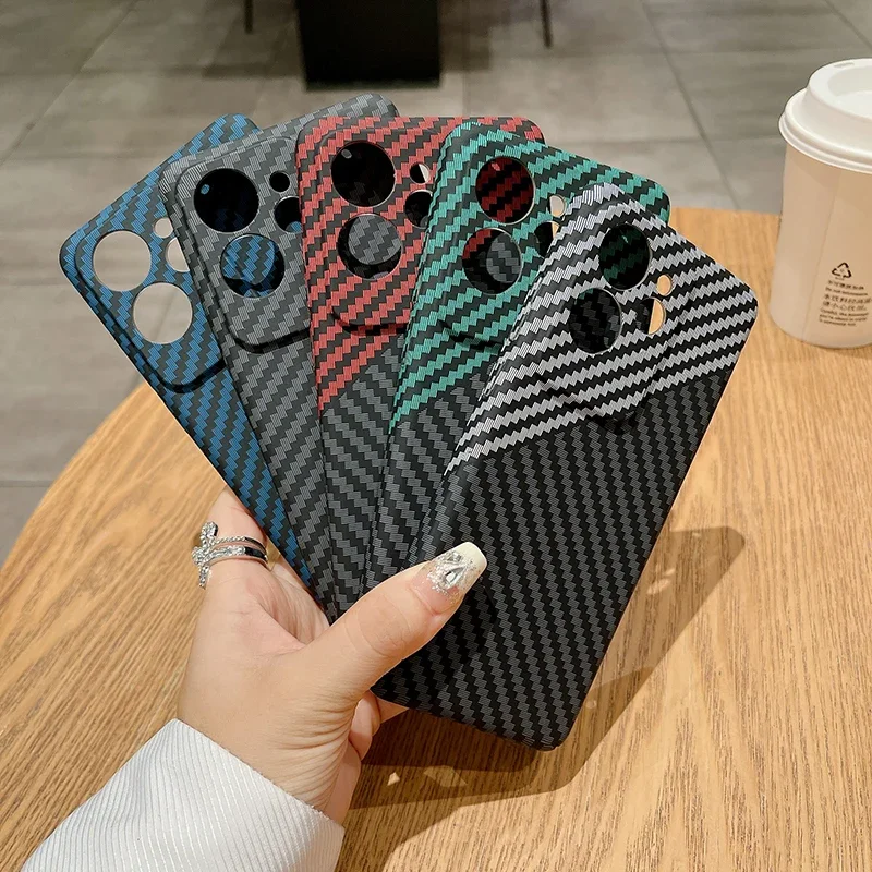 Luxury Slim Carbon Fiber Pattern Shockproof Phone Case - Hard PC Back Cover