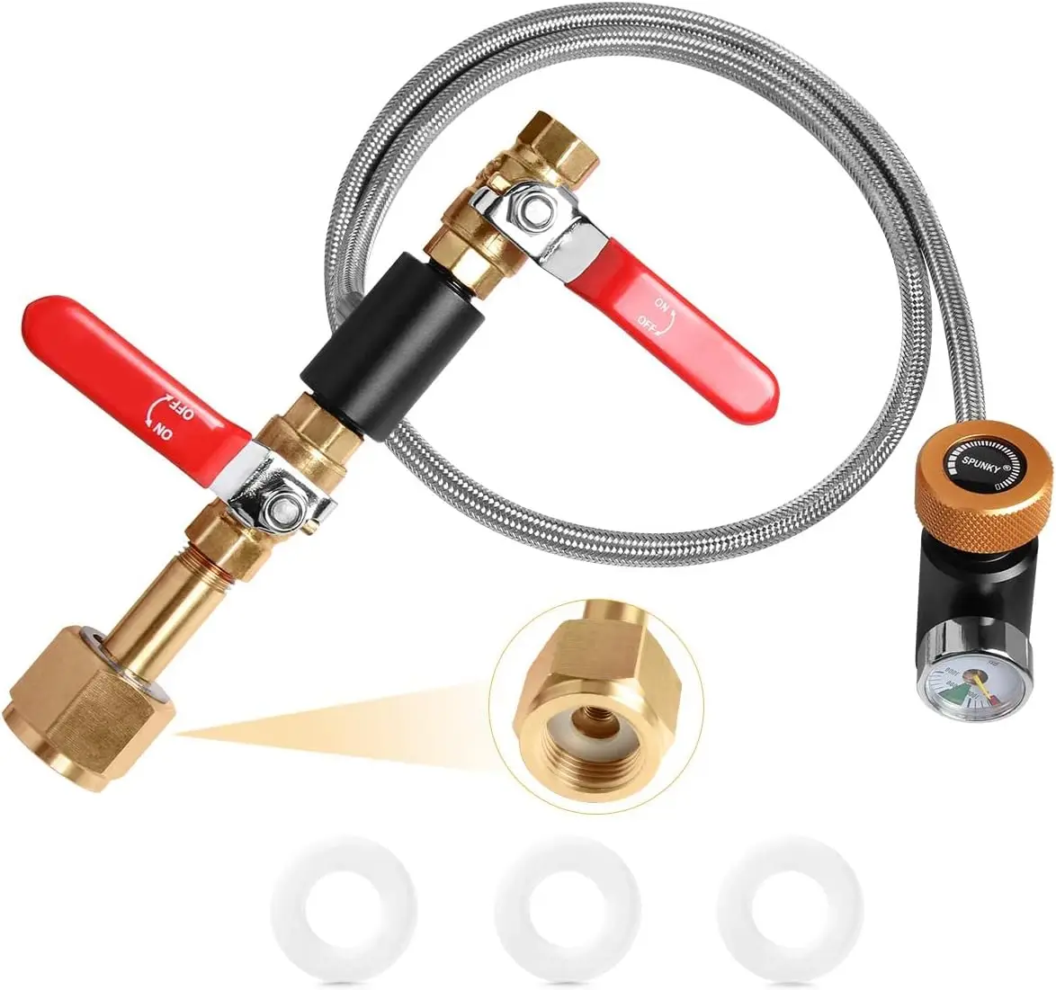 CGA320 W21.8-14 CO2 Remplissage Intervalles Adaptateur Station De Remplissage Connecteur Kit Pour Soda Maker Remplissage 36 Pouces Tuyau Touristes Valve avec Jauge