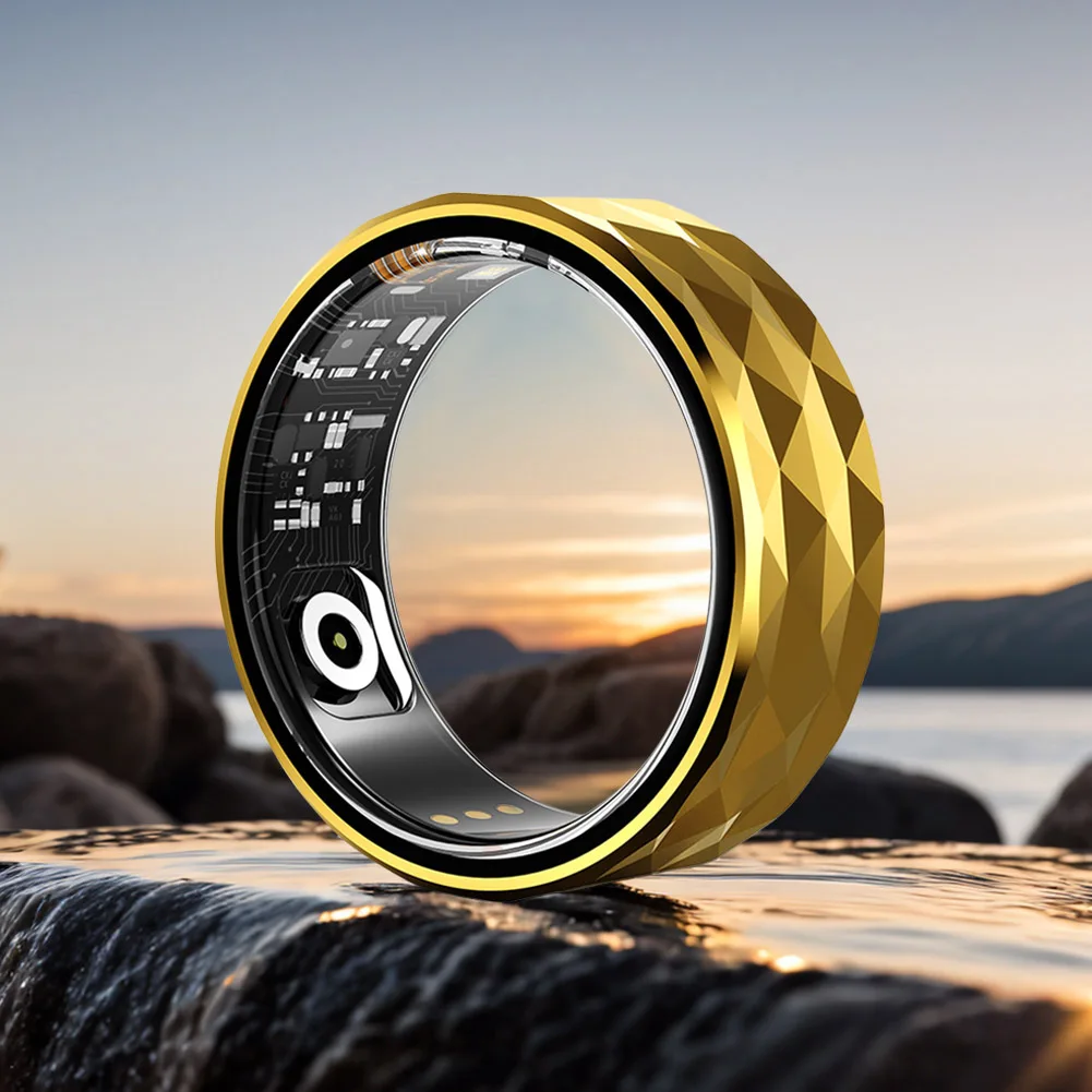 R12M Smart Ring IP68 Waterproof Health Monitor Blood Oxygen Heart Rate Sleep Monitor Step Distance Calorie Counter for Men Women