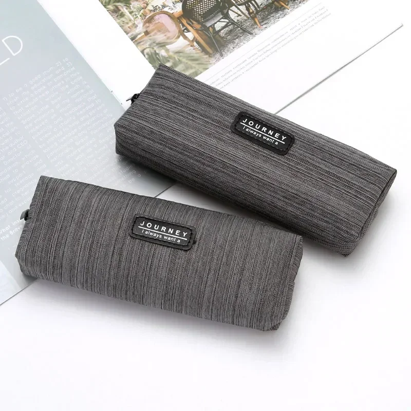 1PC Simple Pen Bag Oxfordcloth Pencil-box Box Pencil Organizer Case Grey Blue Boy Gift School Supplies Korean Stationery
