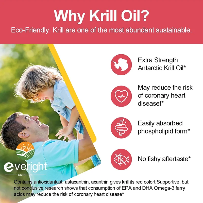 Antarctic Krill Oil 1200 mg with Omega-3 Supplement, EPA & DHA, Astaxanthin & Phospholipids for Heart, Joint, Brain Antioxidant