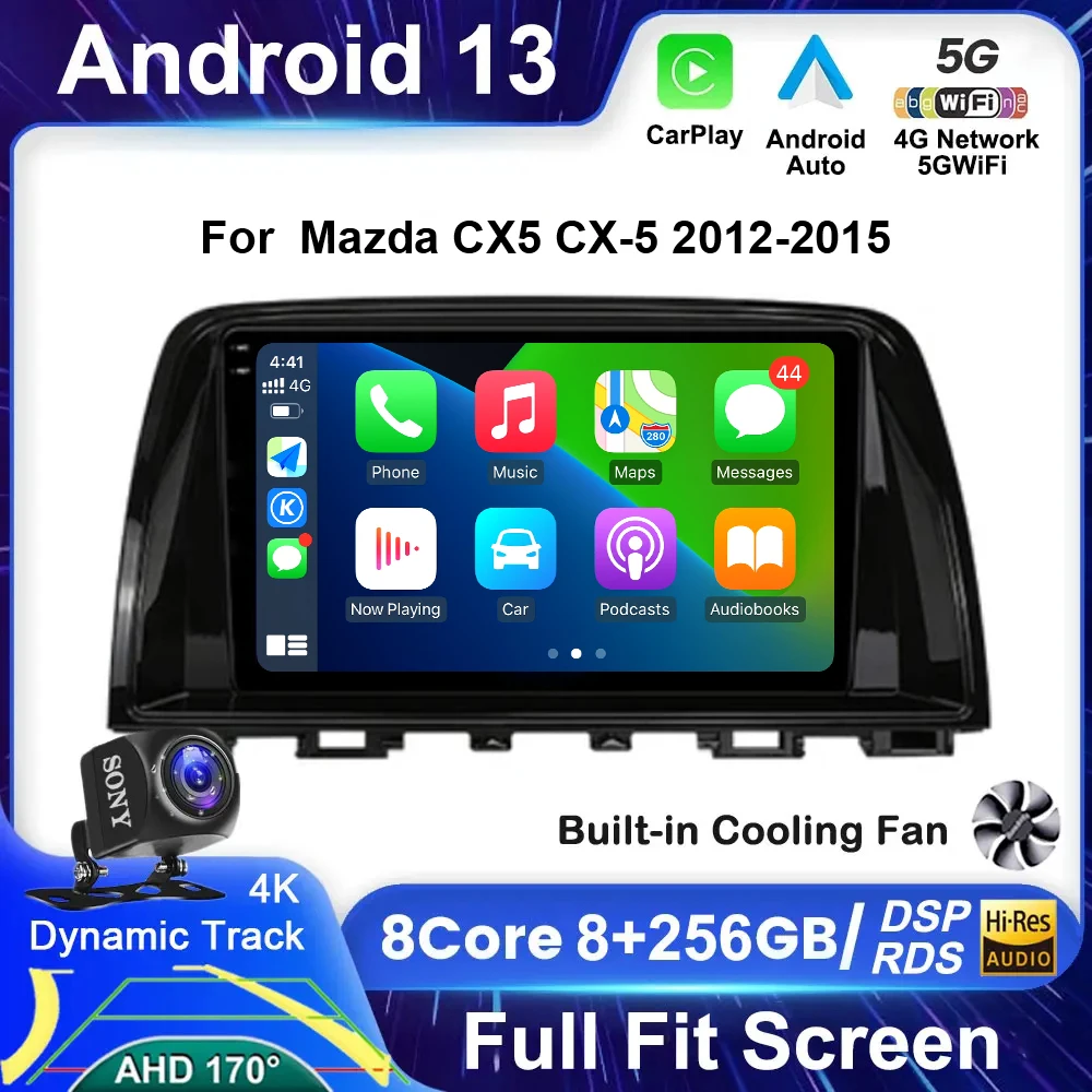 

Android 13 Stereo Car Radio Multimedia For Mazda CX5 CX-5 CX 5 2012- 2015 5G WIFI Android Auto CarPlay GPS Navigation No 2din