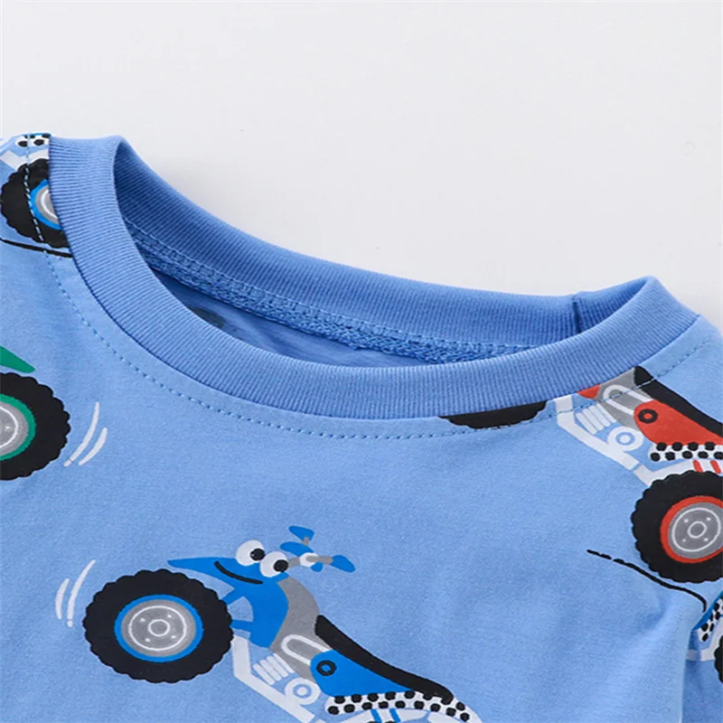 Jumping meters 2-7T Boys T shirts Cotton Baby Clothes Long Sleeve Children Clothing Cars Autumn Tees Tops For Boys