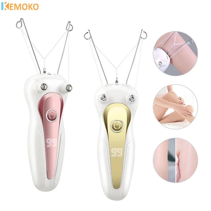 

Mini Electric Cotton Thread Epilator For Women USB Rechargeable Female Facial Body Leg Mini Hair Remover Depilation LCD Display