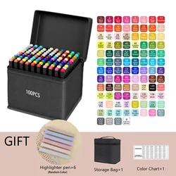 Vibrant Colors Dual Tip Permanent Art Markers for Illustration and School Supplies (100PCS)