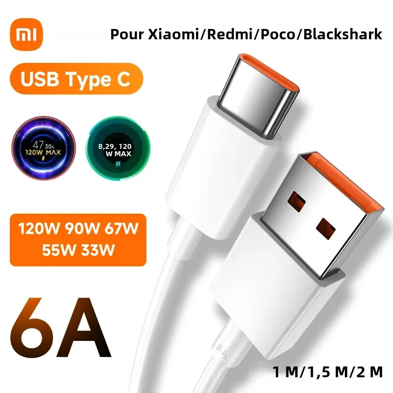 Chargeur Rapide 45W Avec Câble USB-C 1m 6A - Compatible Xiaomi Redmi Note 14/13/12, POCO, Pad - Charge Turbo Sécurisée - 10