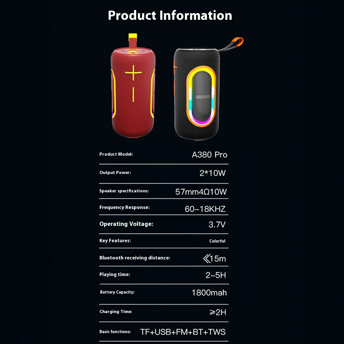Powerful Portable Bluetooth Speaker With Stereo Bass Subwoofer_voghion.com