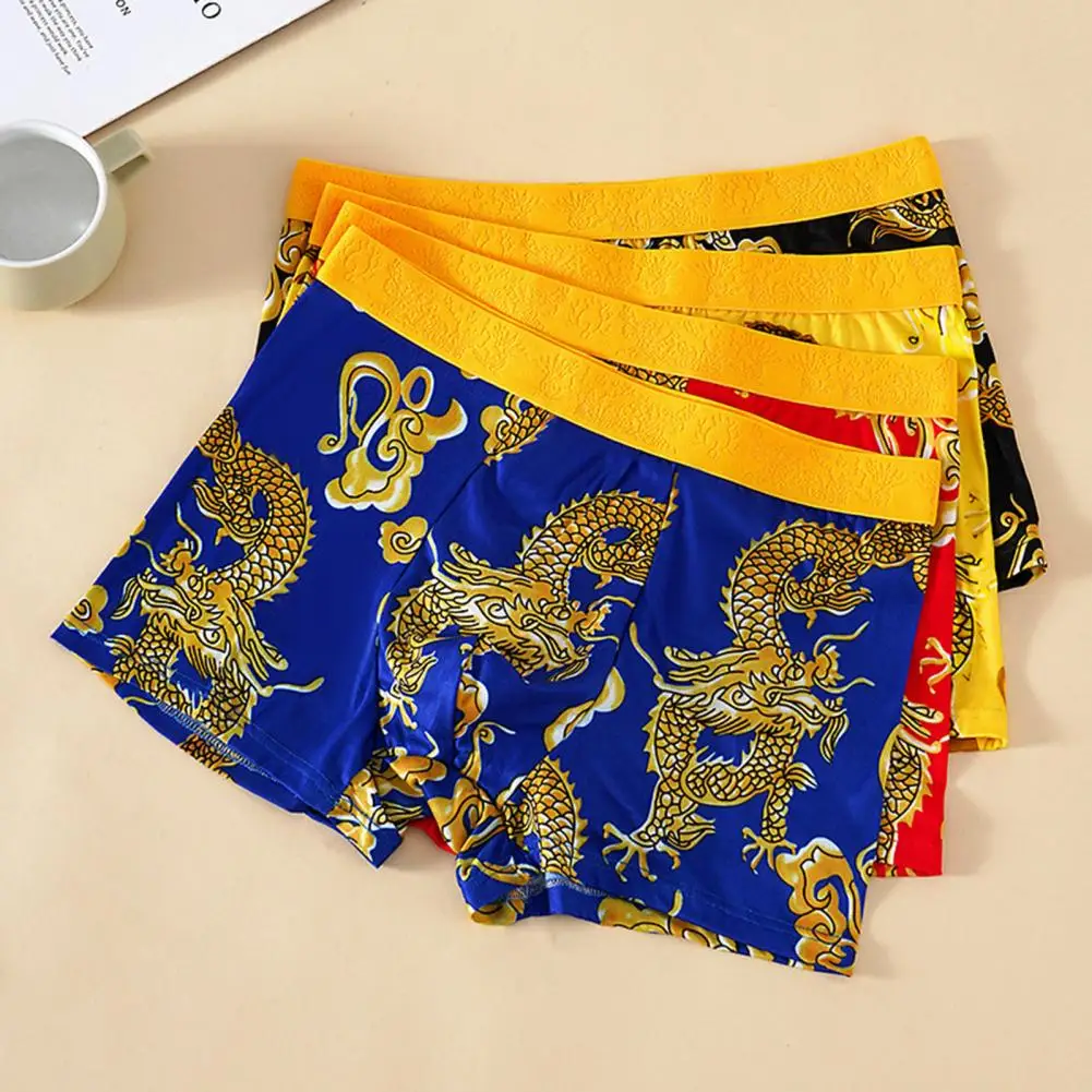 

Dragon Print Men Underwear Dragon Pattern Boxer with Wide Waistband for Men Year of Dragon Underwear Shorts Men Pattern