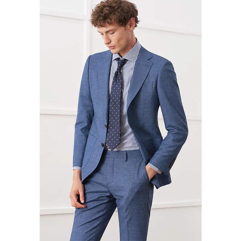Summer Men's Suits Blazer Solid Color Single Breasted Stand Lapel Chic Outfits 2 Piece Jacket Pants