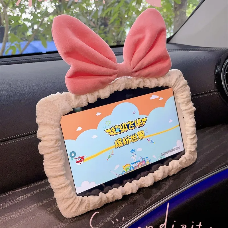 Velvet Retro Bow Car Mirror Cover Universal Stretch Soft Plush Auto Interior Rearview Mirror Case Decor Accessories Women carbon fiber mirror cover rearview mirror cover rearview mirror