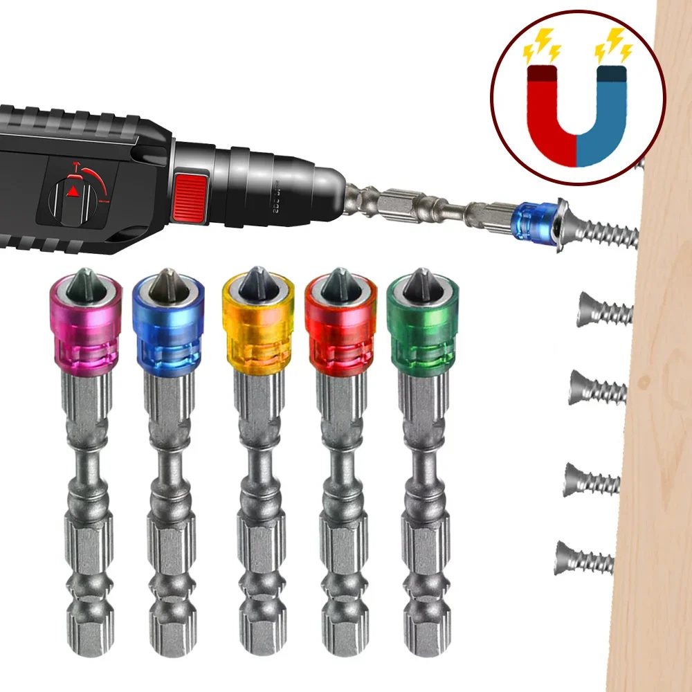 

S2 Steel 65mm PH2 Phillips Magnetic Screwdriver Bits Cross Head Screw Hex Magnet Driver Bit Kit Holder Ring