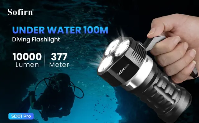 Torcia Subacquea Sofirn SD09 - 3400 Lumen, Impermeabile Fino A 100 Metri, Batteria 4000 MAh - Per Immersioni, Trekking, Esplorazione