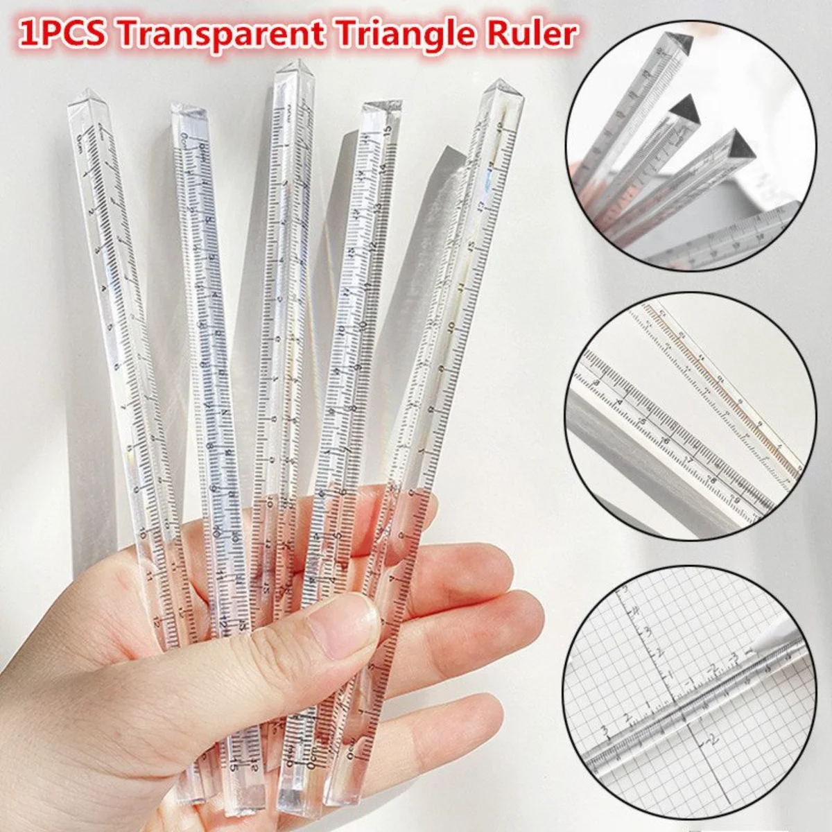 Straight Ruler 1PCS Transparent Triangle Ruler School Office Stationery