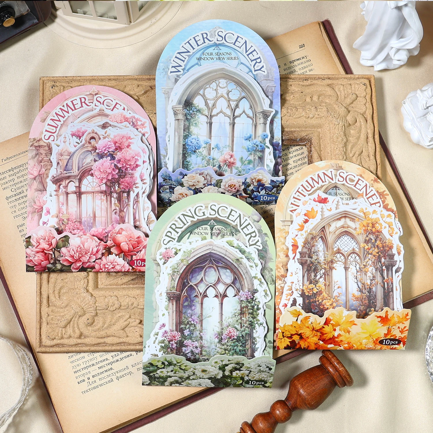 

8packs/LOT Four Seasons Window Scenery series markers photo album decoration paper masking washi sticker