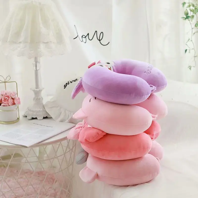 Travel pillow cervical orthopedic pillow Disney Mickey Minnie Stitch Cartoon Kawaii Travel Portable U-Shaped Pillow Car Office Neck Pillow Cervical Boy Girl Gifts