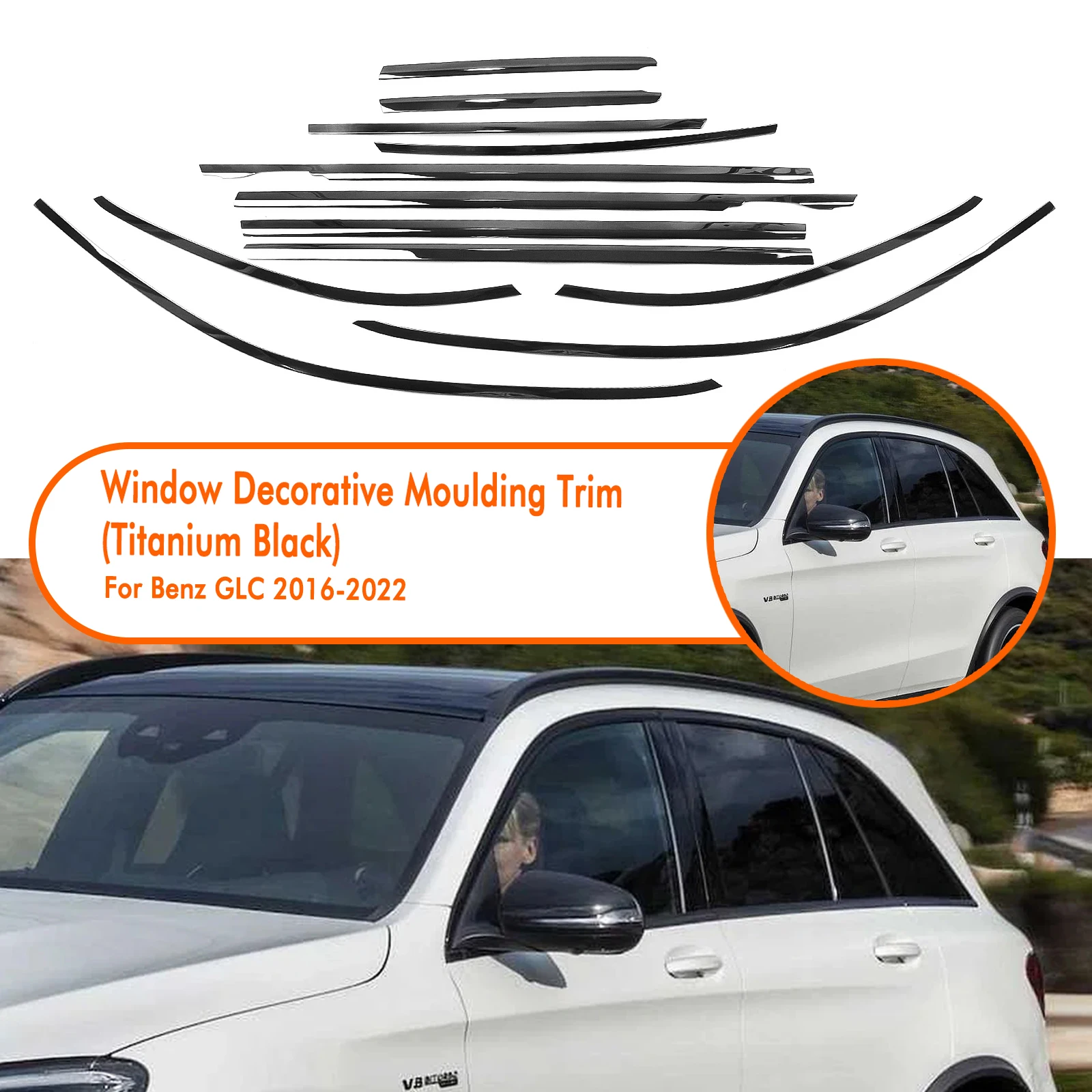 Chrome Door Molding Trim Kit for Mercedes Benz GLC-Class 2016, 2017, 2018, 2019 main image 0