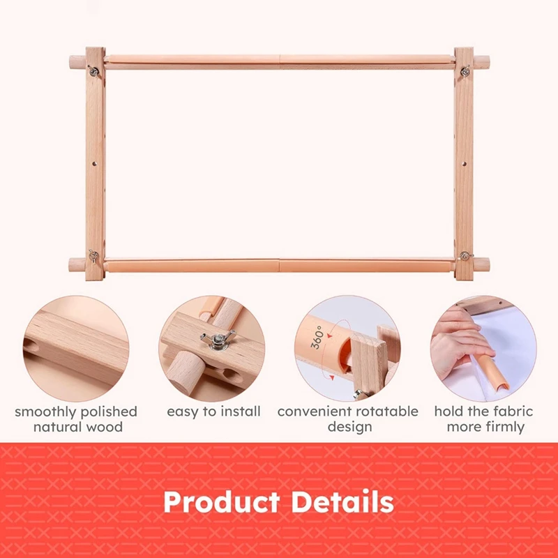 PZHI-Wooden Crossstitch Frame-Needle Point Embroidery Tapestry Scroll Frame-Embroidery Tapestry Quilting Frame For Embroidery