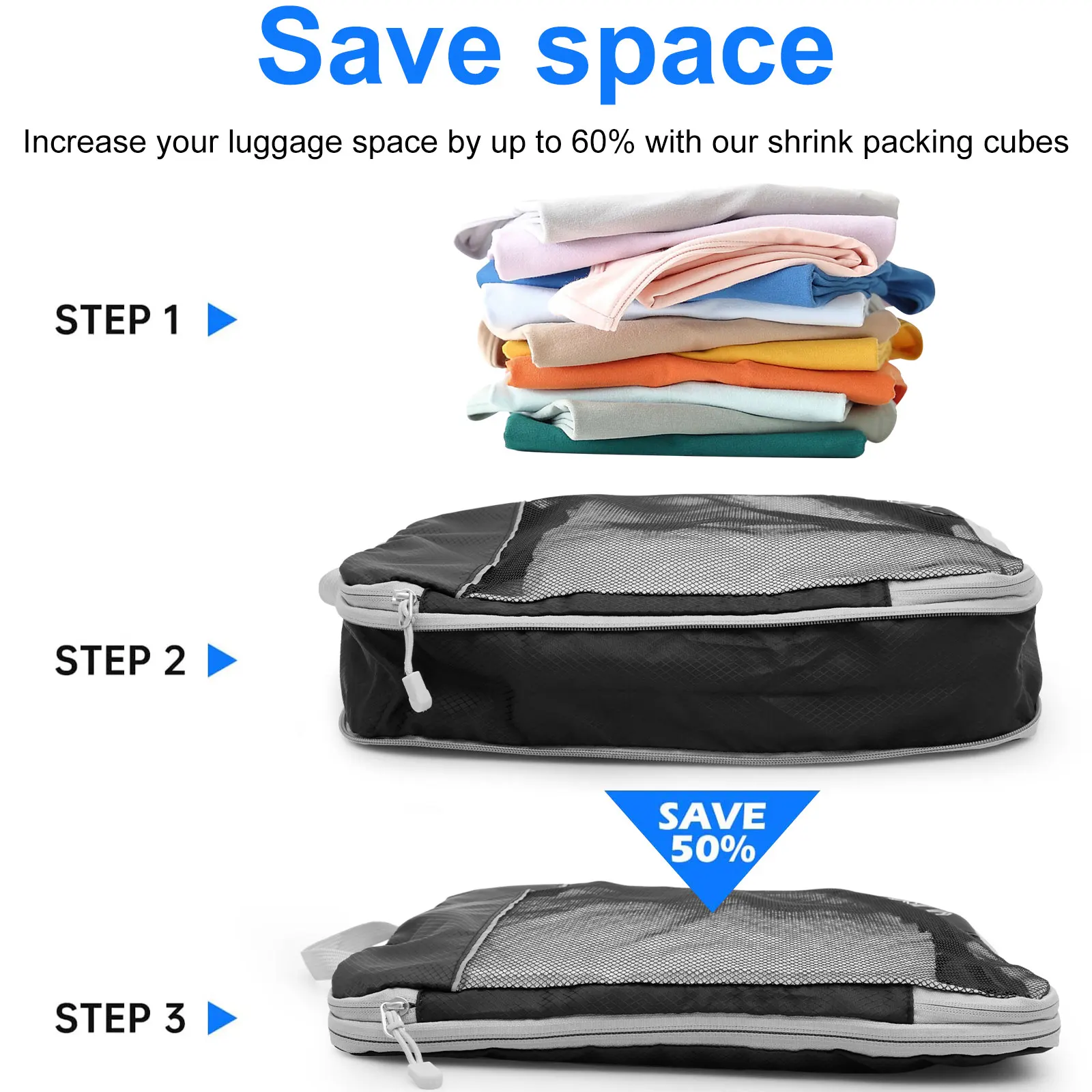 6-Piece Lightweight Compression Packing Cube Set with Storage Bag