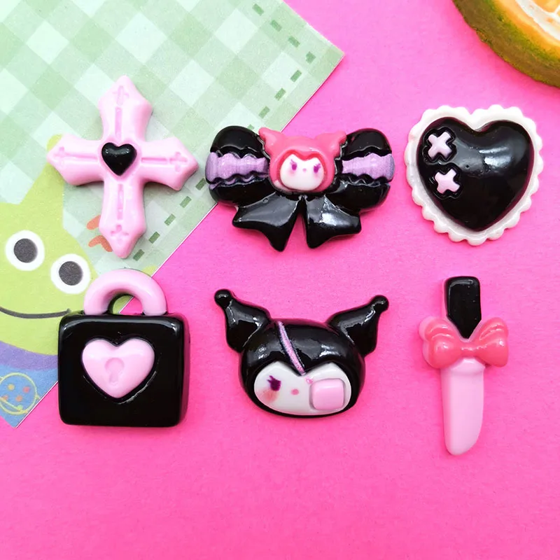 

10Pcs New Kawaii Sanrios Anime Kuromi Cartoon Diy 3D Phone Cases Hairpin Keychain Refrigerator Stickers Toy Doll Gifts
