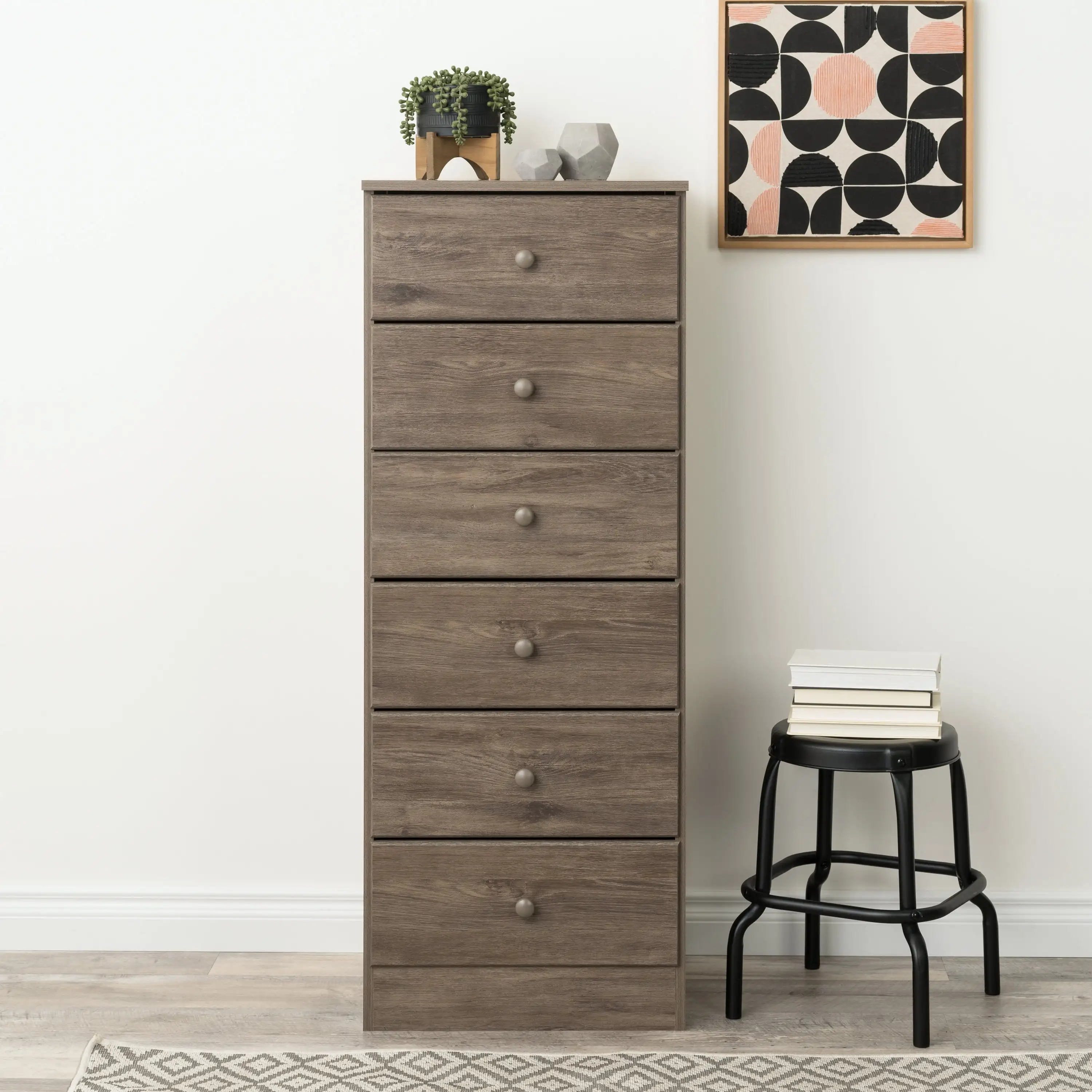 

Tall Gray Dresser: 16"D x 20"W x 52"H, Floor Storage Cabinet 6-Drawer Chest for Bedroom Perfect Drawers for Ample Storage
