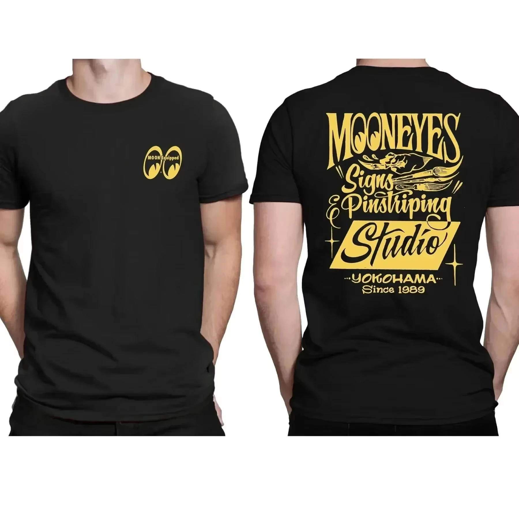 2026 Neues Herren Mooneyes Moon Equipped Speed Letter Bedrucktes T-Shirt Trendiges Cooles Streetwear Übergroßes Schwarzes Kurzarm-Oberteil