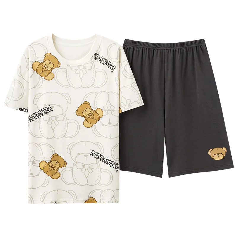 Cotton Couples Nightwear Bear Cool Women Men Pajamas Set Plus Size Homewear Pjs Female Male Pyjamas Pijamas Mujer Hombre