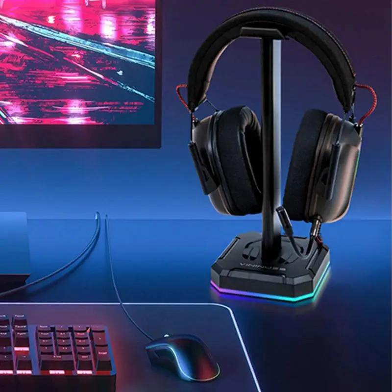 Nuovo Supporto Per Cuffie Supporto Per Auricolari Da Tavolo Con Staffa Da Tavolo Per Cuffie Over-Ear Rgb Con 3 Porte Usb, Per Accessori Per Pc Da Gioc