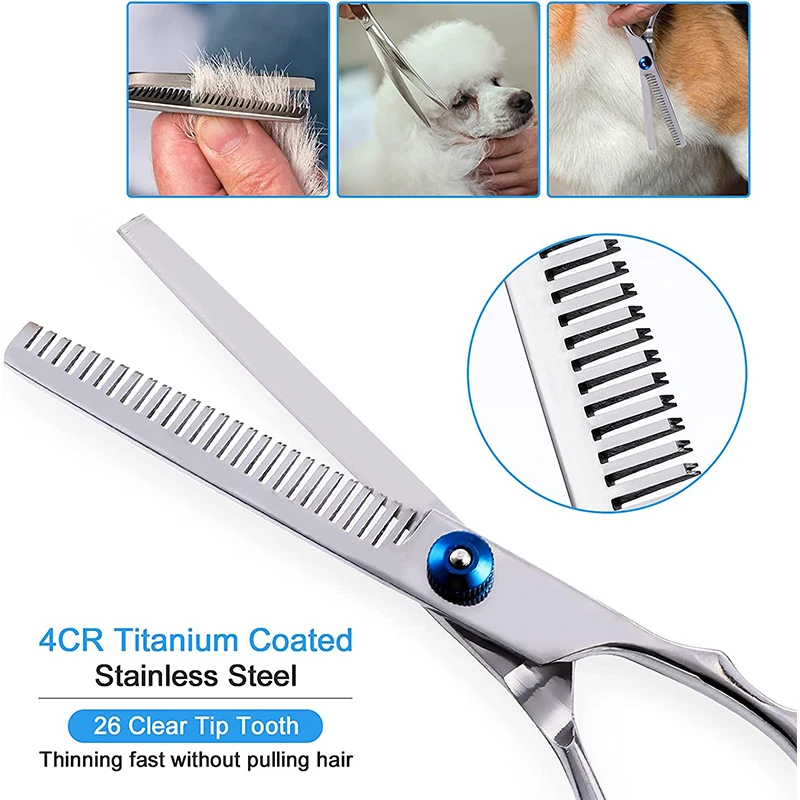 Dog Grooming Scissors Round Head Professional Stainless Steel Pet Shears Animal Cutting Portable Kit