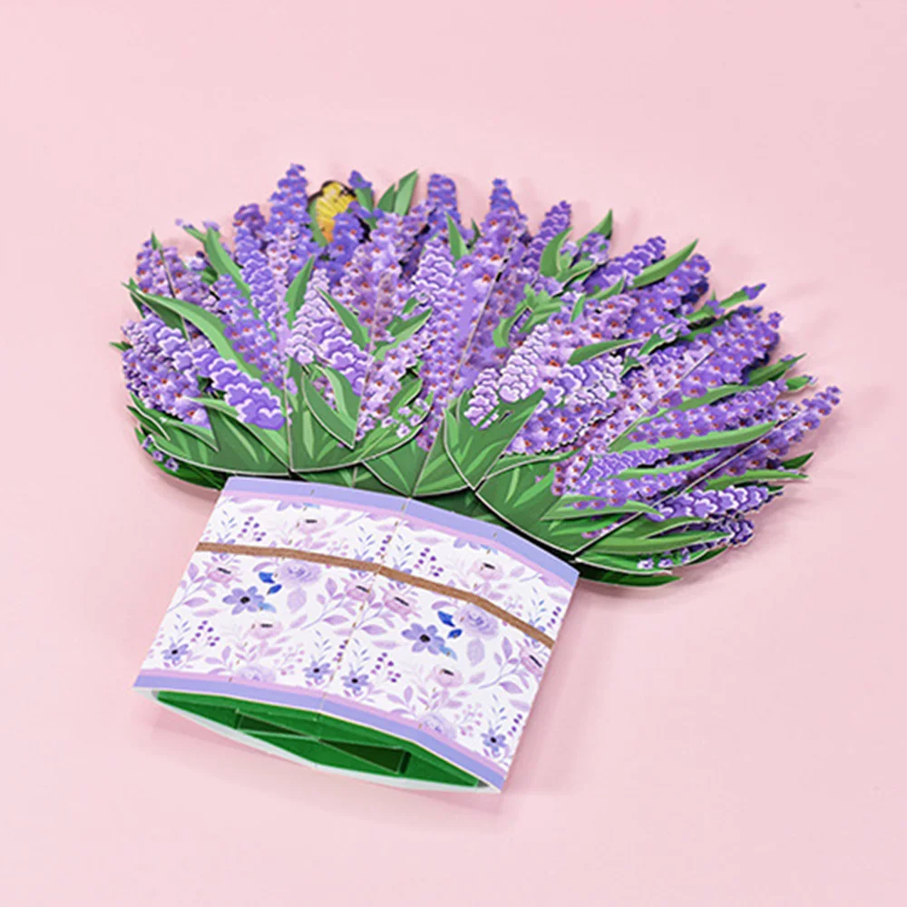Paper Flower Bouquet Card Forever Flower Bouquet 3D Pop Up Greeting Cards for Valentines Day Graduation Day greeting cards