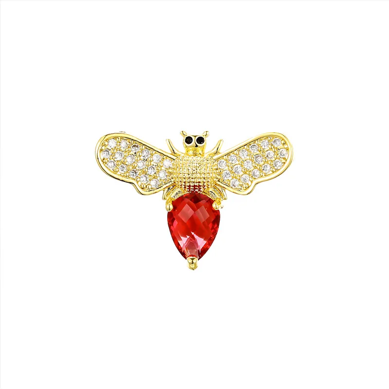 Anti-Exposure Zircon Bee Collar Pin Compact Mini Brooch Korean Pearl Corsage Women's Shirt Small Buckle Lot