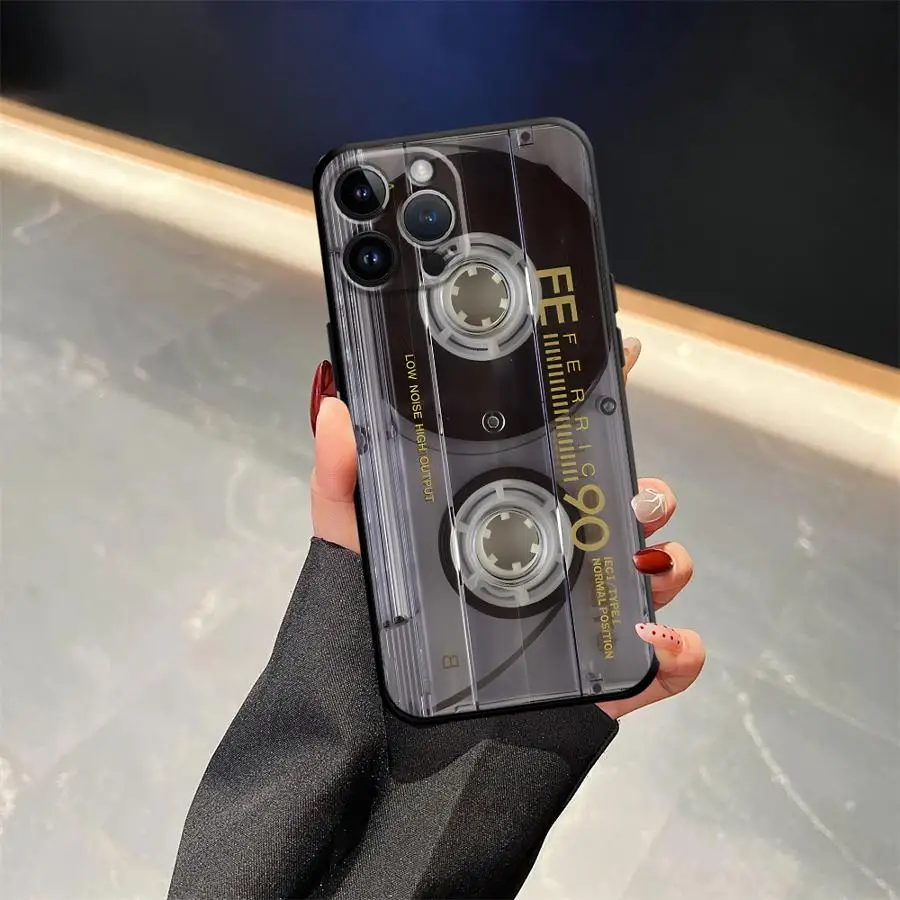 Vintage Cassette Tape Soft Phone Cover - Black