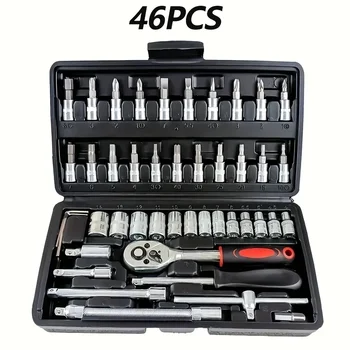 AIRAJ NEW Car Repair Tool Kit 46/53 Piece/Set  Socket Set Car Repair Tool Ratchet Torque Wrench Combo Auto Repairing Tool Set 2