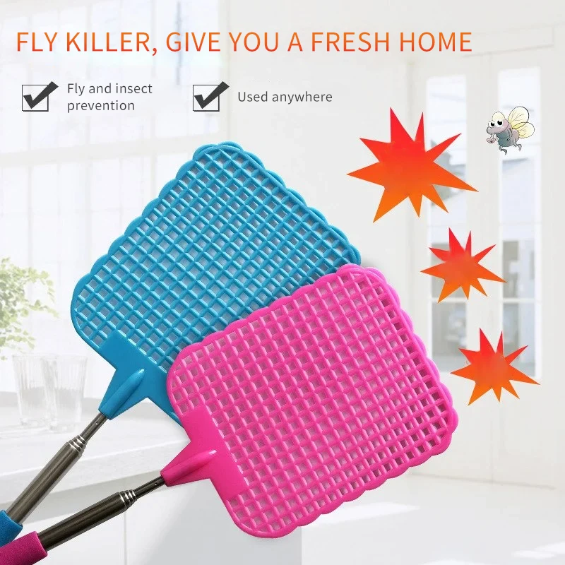 

Flyswatter Flapper Fly Killer Insect Home Long Handle Plastic Fly Swatter Adjustable Home And Garden Anti Mosquito