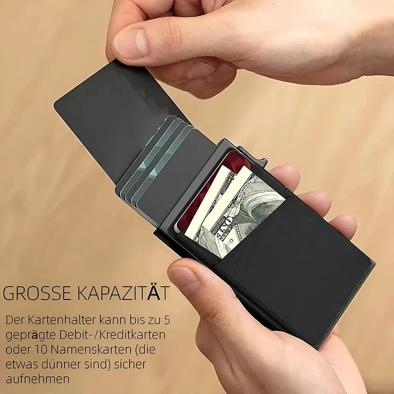 Men's Card Holder Ultra-thin Aluminum Wallet with RFID Protection and Coin Compartment 3