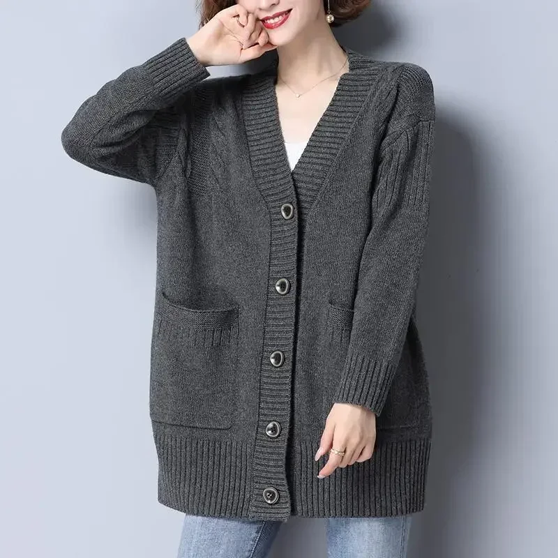 Top for Women Beige Ladies Sweaters Knitted Long Cardigan Tall