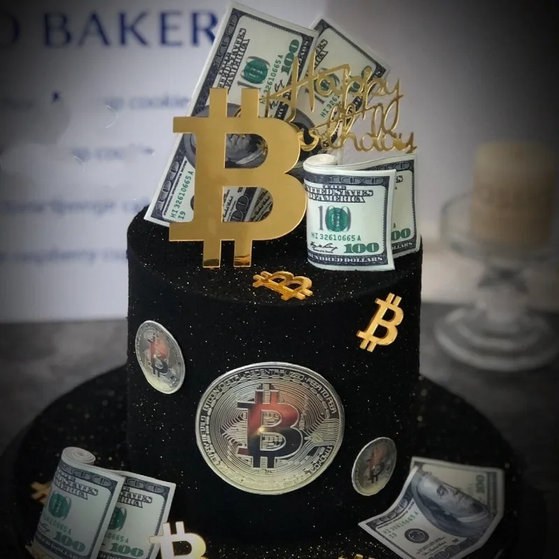 Happy Birthday Cake Topper Acrylic Bit US Dollar Money Symbol Boy Girl Years Old Dad's Birthday Party Cake Decoration Baby Sower