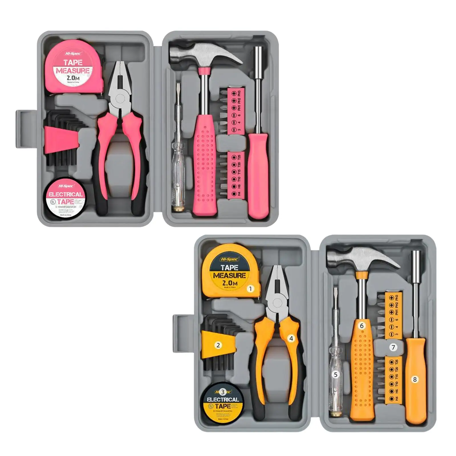 

24x Household Tool Kit Carbon Steel Hex Wrench Tape Measure Mechanical and Electrical Maintenance Home Repair Hand Tool Set
