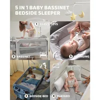 5 in 1 Baby Bassinet Bedside Sleeper, Baby Bedside Crib 5 Functions,Bedside Sleeper, Bassinet Crib, Changing Station for Newborn 2