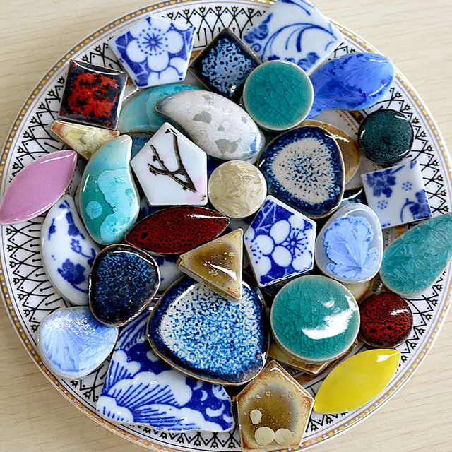 100g Ovale Piastrelle a mosaico in ceramica Pezzo Mosaico fai da te Pietre per artigianato Hobby Arts Decorazione della parete di casa Forma di petalo di foglia cerd01 4