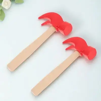 2Pcs 나무 망치 어린이 시뮬레이션 유지 관리 도구 천연 나무 경량 내구성 손재주 향상 망치 장난감
