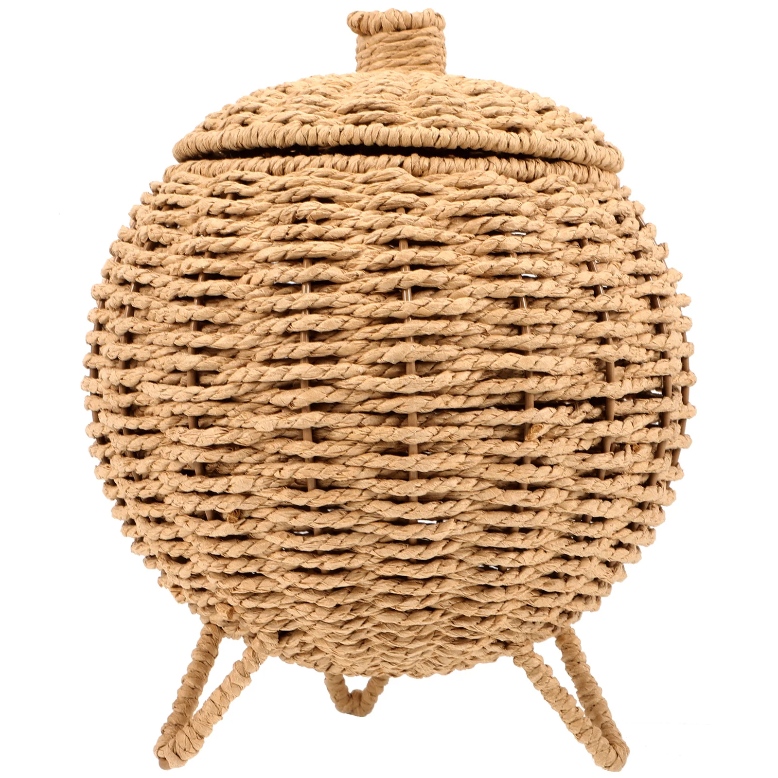 

Woven Storage Basket Pumpkin Shaped Wicker Baskets Lid Egg Gather Basket Fruit Vegetable Snack Holder Vintage Sundries Organizer