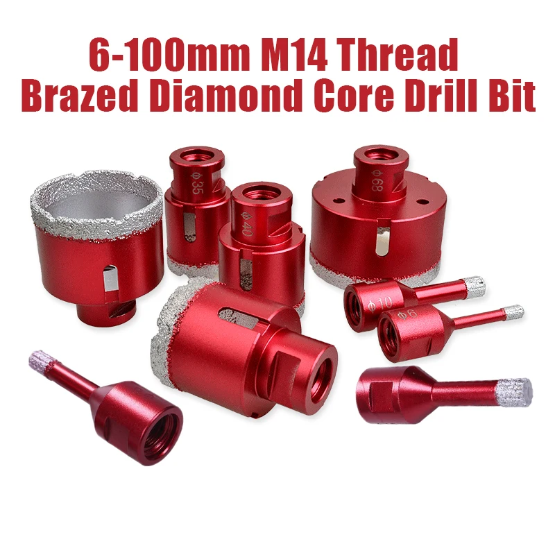 6mm-100mm Vacuum Brazed Diamond Drilling Core Bits M14 Thread Connection Porcelain Tile Drill Bits Marble Stone Masonry Hole Saw