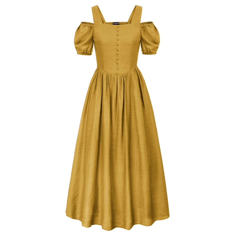 

SD Women Renaissance Cold Shoulder Maxi Dress Short Sleeve Square Neck Dress