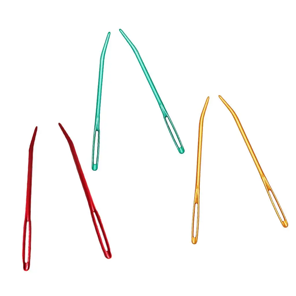 2pcs Aluminium Large-eye Bent Tip Tapestry Darning Needles Knitting Sweaters Stitch Wool Sewing Ribbon Embroidery Staples sewing needles