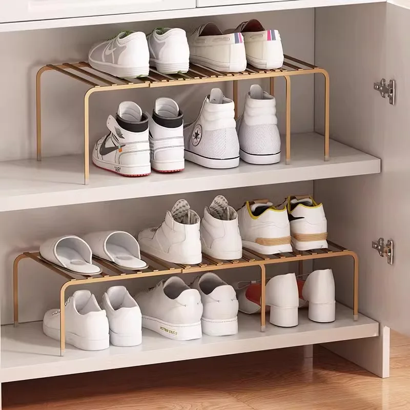 Adjustable Expandable Shoe Rack Organizer-Space-Saving Built-in Cabinet Shelf Divider For Closet & Shoe Storage