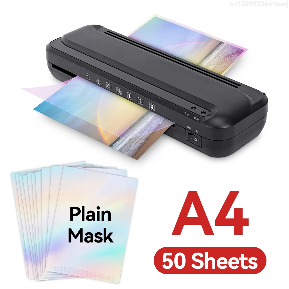 Lamination Film 50 Sheets Hologram Cold Laminating Film Self-adhesive A4 Broken Glass Stars Paper film DIY package Card Photo Laminating Film