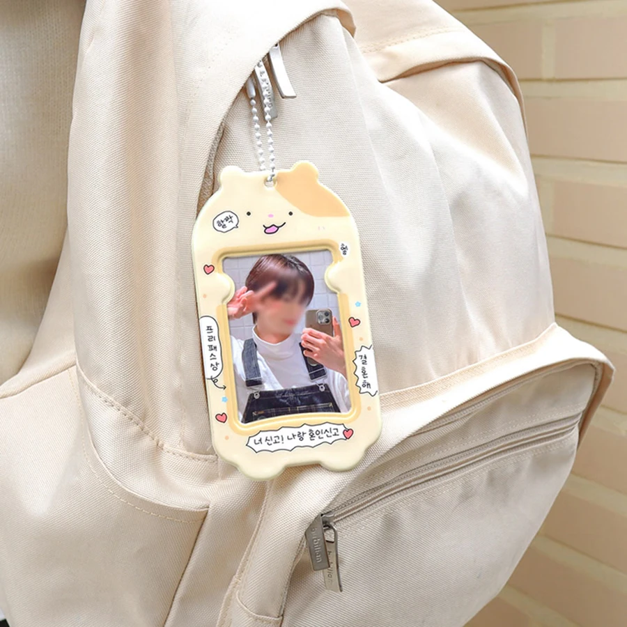 1Pcs Cute Photocard Holder Keychain, Photo Frame ID Badge Holder PVC Cartoon Animal Photo Card Holder 6
