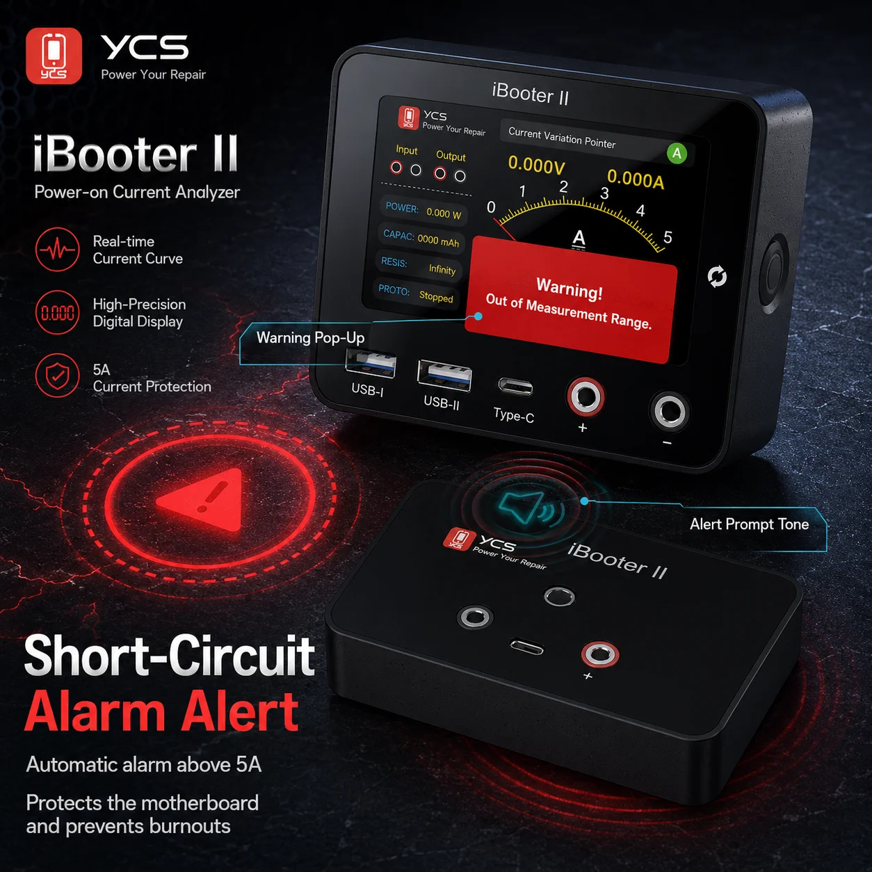 YCS iBooter II Power-On Current Analyzer 0-30V 0-5A 5